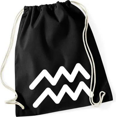 Produktbild von Huuraa Turnbeutel Wassermann Sternzeichen Zeichen 12 Liter Black Baumwolle Rucksack Geschenkidee