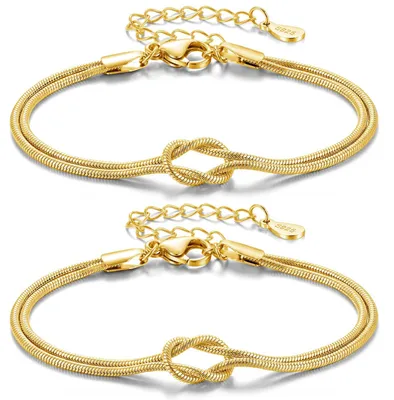 Produktbild von J.Fée Freundschaftsarmbänder Knoten Armband Damen, Partner Armbänder Gold