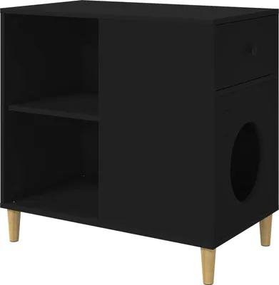 Image de Maison pour chat Noir 72 x 42.5 x 70 cm Bois d'ingénierie