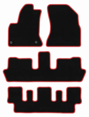 Image de Tapis de sol en moquette pour Citroen C4 Picasso I 2006-2013 (7 places) – jeu 4 pièces, noir/rouge, sur mesure – Wielganizator CARLUX