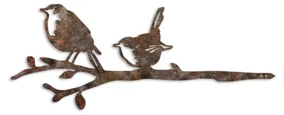Image de Décoration de jardin Oiseaux sur branche en métal marron 55 x 22 cm