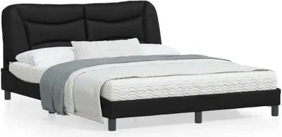 Produktbild von Design Bettgestell mit Kopfteil Schwarz 160x200 cm Kunstleder, Klassische Betten 2024 Neu