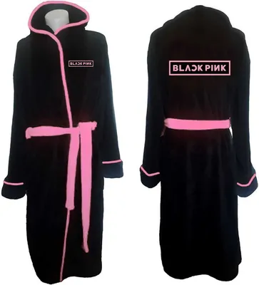 Obrázok produktu pre Čierno-ružový župan Logo Black Black Fleece Fluffy Robeat Housecoat