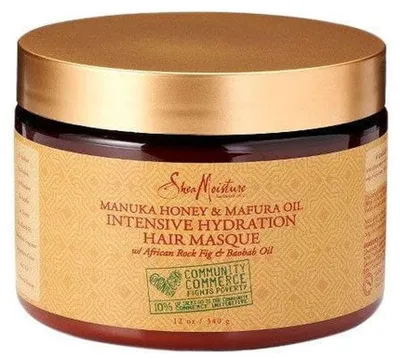 Image de SheaMoisture Masque capillaire hydratant intensif 340 ml, 340 g, Femmes, Cheveux bouclés, Anti-frisottis, Hydratant, Lissant, Fortifiant, Baobab, Miel, Beurre de karité, Distributeur