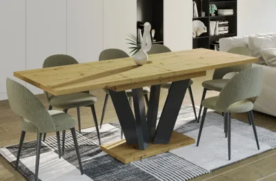Produktbild von Endo-Möbel Esstisch ausziehbar Alex 130cm - 210cm stabil Säulentisch Kulissentisch (Artisan Eiche)
