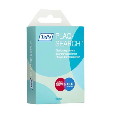 Obrázek produktu pro Wskaźnik Plaku pro Zubní Hygienu TePe PlaqSearch, 10 tablet.