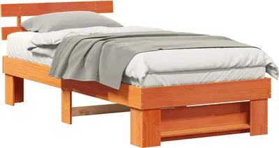 Image de vidaXL Cadre de lit brun cireux 90 x 190 cm Pin massif