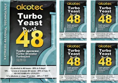 Produktbild von Turbohefe Alcotec Pure 48 Vodka Gärhefe Hefe Brennhefe 14% 20%, 5 Stück