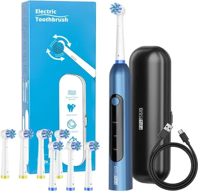 Produktbild von Elektrische Zahnbürste für Erwachsene mit 8 Bürstenköpfen Rotierende Electric Toothbrush Reiseetui,Wiederaufladbare mit 3 Modi & 2-Minuten-Smart-Timer
