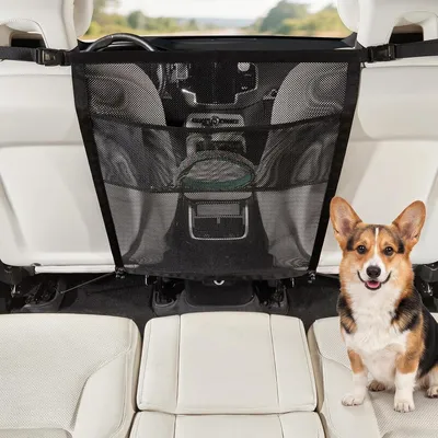 Produktbild von Hundegitter für das Auto, Schutznetz ohne Bohren mit Aufbewahrungstaschen, Sicherheitsbarriere für die Rückbank