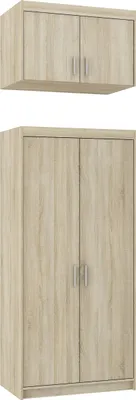 Produktbild von Tkmoebel 2-türiger Zweitüriger Kleiderschrank + Aufsatz LENA 2D Drehtürenschrank, Breite 89,7cm,Sonoma-Eiche