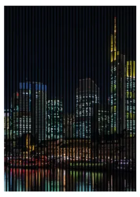 Produktbild von Akustikpaneele mit Digitaldruck Frankfurt01 19 x 1693 x 2400 mm Frankfurt Skyline Nacht MDF PET-Fasern Wandpaneele Schwarz 3 Einzelplatten