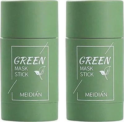 Produktbild von 2 Stück Grüner Tee Purifying Clay Stick Mask Ölkontrolle Gesichtsmaske, Stick Deep Cleansing Anti-Akne-Maske Fine Solid Mask Green Tea, Akne Cleansing Solid Mask