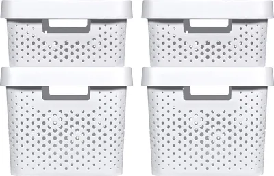 Produktbild von CURVER INFINITY RECYCLING Boxen mit Lochmuster 2x (11L+17L) und Deckel weiß 246378