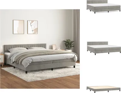 Produktbild von vidaXL Boxspringbett mit Matratze Hellgrau 200x200 cm Samt -  Betten & Bettgestelle