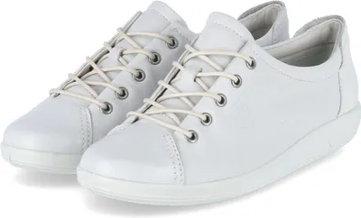 Image de Ecco Soft 2.0 2065030100, chaussures à lacets pour femmes, blanc, cuir, NEU - chaussures à lacets confortables pour femmes, blanc, cuir