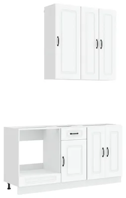 Image de vidaXL Ensemble de cuisine KALMAR, 5 pièces, blanc, en bois composite