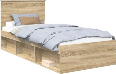 Image de vidaXL Cadre de lit Chêne Sonoma 90 x 200 cm Pin massif