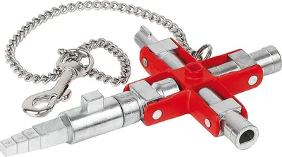 Produktbild von Universal-Schlüssel "Bau" 00 11 06 V01 (silber/rot, für gängige Schränke und Absperrsysteme)