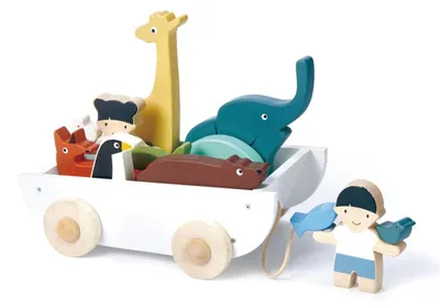 Produktbild von Tender Leaf Holzspielzeugboot Freundschaftsboot mit Tierfiguren
