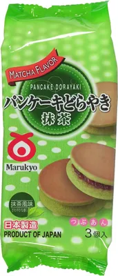 Produktbild von Marukyo Matcha Rote Bohnen Pancake Dorayaki - Japanische Pfannkuchen 3er-Packung