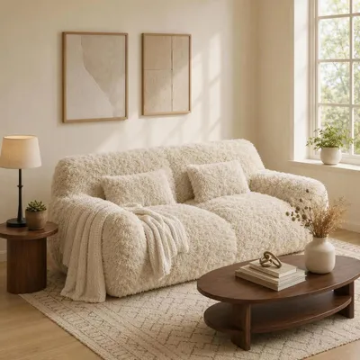Produktbild von CHITA Sofa aus Fleece, platzsparend, Vakuum-Kompression, Couch 2-Sitzer inkl. 2 Kissen & 1 Decke, kein Aufbau erforderlich