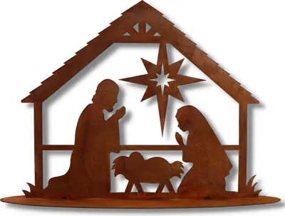 Produktbild von Rostikal Krippe Weihnachten Deko 28 x 40 cm Weihnachtskrippe mit Figuren Weihnachtsdeko Bethlehem