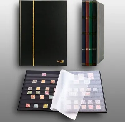 Produktbild von Prophila Collection 16 Schwarze Seiten A4 Briefmarken-Einsteckbuch schwarz