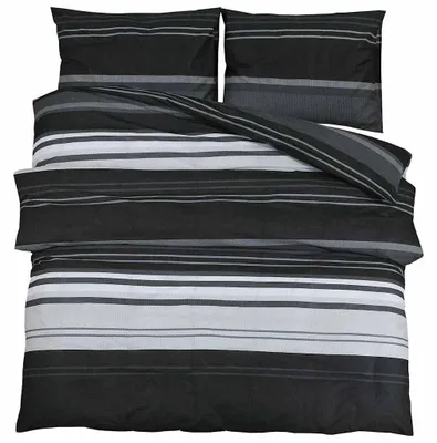 Produktbild von vidaXL Bettwäsche-Set Schwarz und Weiß 260x220 cm Baumwolle