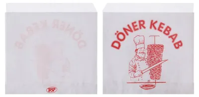 Produktbild von 2000x Dönerbeutel mit Aufdruck 'Döner Kebab' Papier weiß 16x16 cm