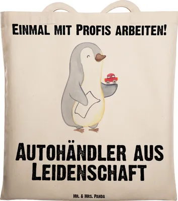 Produktbild von Mr. & Mrs. Panda Tote Bag Autohändler Leidenschaft - Transparent - Geschenk, Autohandel, Schultasche, Tasche, Beruf, Spruch, Stoffbeutel, dokumententasche, Shopping