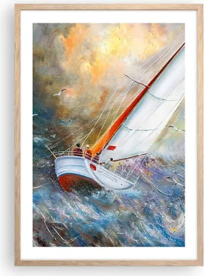 Produktbild von Gerahmtes Poster - Rahmen in heller Eiche - Segelboot Bild Regatta - 50x70 cm - Wand Bild - Wanddeko - Wandbilder - Wandposter - Bilderrahmen - Bilder - Kunstdruck - Wandbild - P2NPA50x70-4134