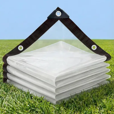 Transparente Abdeckplane 2x6m, wasserdicht, 160 g/m², mit Ösen