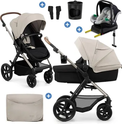 Immagine prodotto di Kinderkraft MOOV 2 Trio passeggino 4 in 1 con navicella 2 in 1 e base MINK FX Grigio