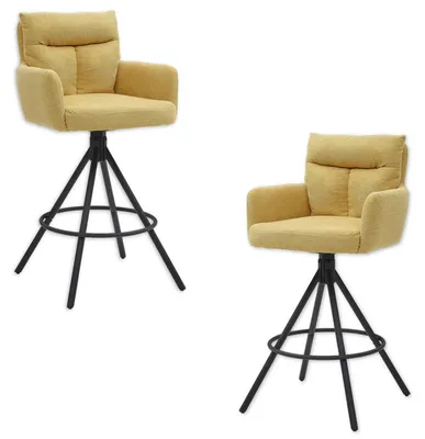 Obrázek produktu pro SOFIA, sada 2 barových židlí, žlutá – barové židle s opěradlem – 54 x 103,5 x 58 cm
