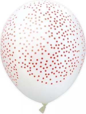 Produktbild von 6 weiße Luftballons mit roten Sternen, 25 cm Durchmesser, für Geburtstag & Party