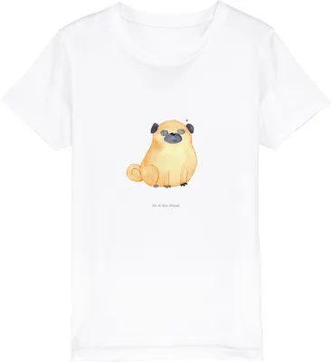 Produktbild von Mr. & Mrs. Panda Kleinkinder T-Shirt Mops 12-14 Jahre (152/164) - Weiß - Geschenk, Hund, Liebe, Knuffig, Kindershirt, Jungen, Hundeliebe, Teenager, Kinder, Öko, Sprüche