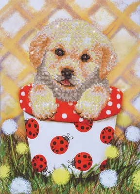 Image de Chiot en pot Diamond Dotz : 30x42 cm