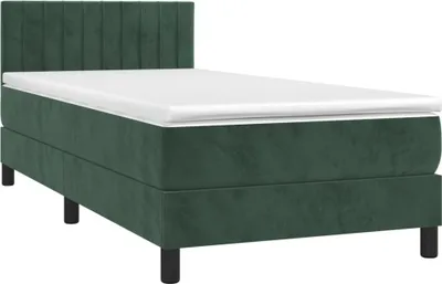Produktbild von vidaXL Boxspringbett mit Matratze Dunkelgrün 100x200 cm Samt