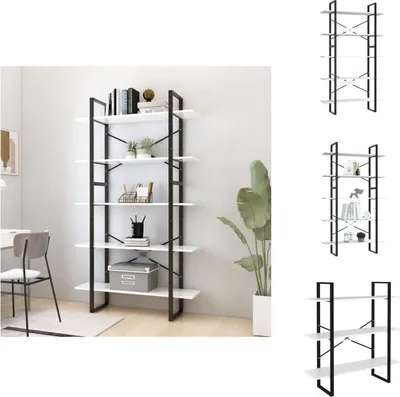 Obrázek produktu pro vidaXL Knihovna 5 přihrádek Bílá 100x30x175 cm Materiál na bázi dřeva - Knihovny a regály