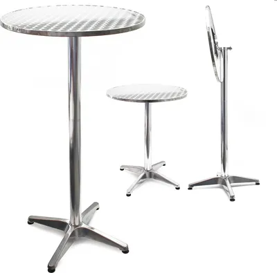 Produktbild von Výškově nastavitelný barový stůl Wiltec 74/114 cm Ø 60 cm, skládací bistro stůl, venkovní stůl 2 v 1, hliníkový barový stůl, párty stůl