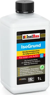 Produktbild von Isolbau IsoGrund Grundierlösung - 1 L Niedermolekulare Acrylgrundierung für Innen & Außen - Für professionelle Grundierung