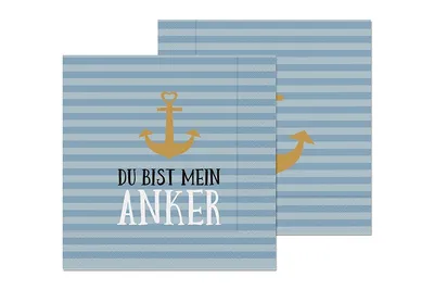 Produktbild von RP 20 Servietten Du bist mein - Anker auf Streifen 33x33cm