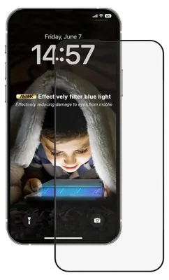 Produktbild von ANANK – 2,5D Anti-Blaulicht-Schutzglas für iPhone 15 – Schwarz