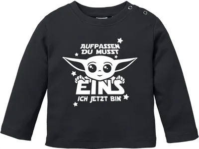 Produktbild von Baby Langarm-Shirt Baby Parodie 1 / 2 Geburtstag Spruch Geburtstagsshirt Baumwolle Junge/Mädchen MoonWorks® 1 ich jetzt bin schwarz 80/86 (10-15 Monate)
