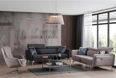 Immagine prodotto di Divano 2 posti regolabile Stile moderno Tessuti grigio medio-morbido