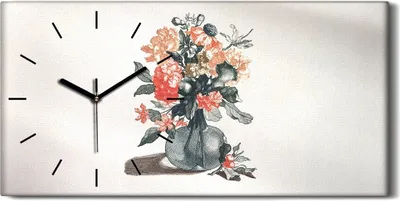 Produktbild von Dekor Leinwand Uhr Wandbilder 60x30 Zeichnung Florale Blumen Pflanzen Kunst - schwarze Hände