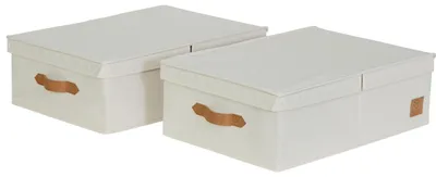 Immagine prodotto di Set di 2 scatole portaoggetti con coperchio, color beige