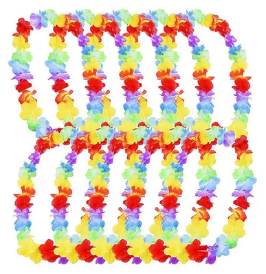 10 Hawaii-Blumenketten aus Polyester, Leis für Strandparty-Deko