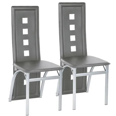 Produktbild von Supfine 2er Set Esszimmerstühle,Edles Küchenstuhl,aus Kunstleder,Edles Küchenstuhl,Metall Gestell,grau
